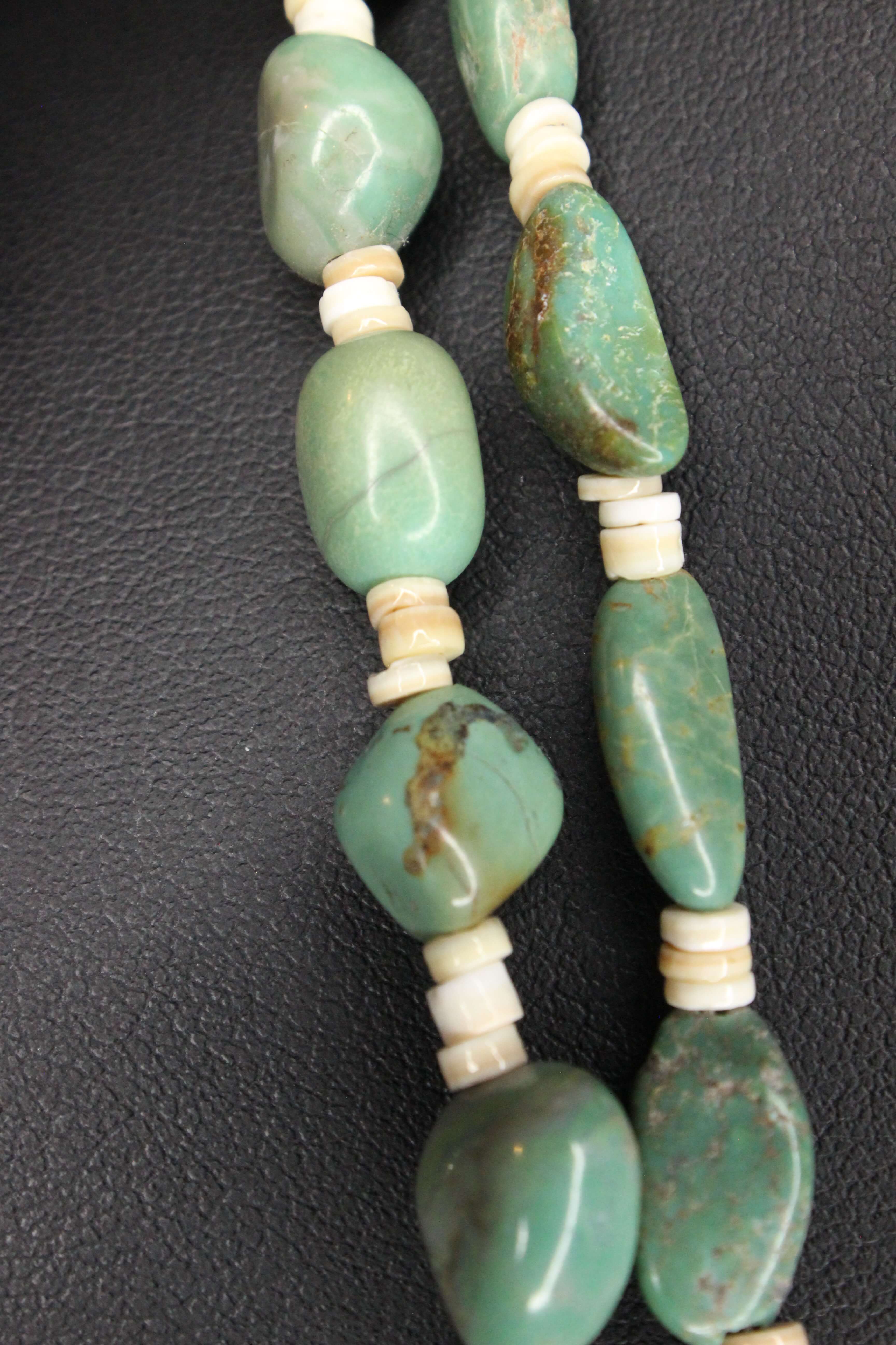 Long Double Strand Turquoise with White Heishi