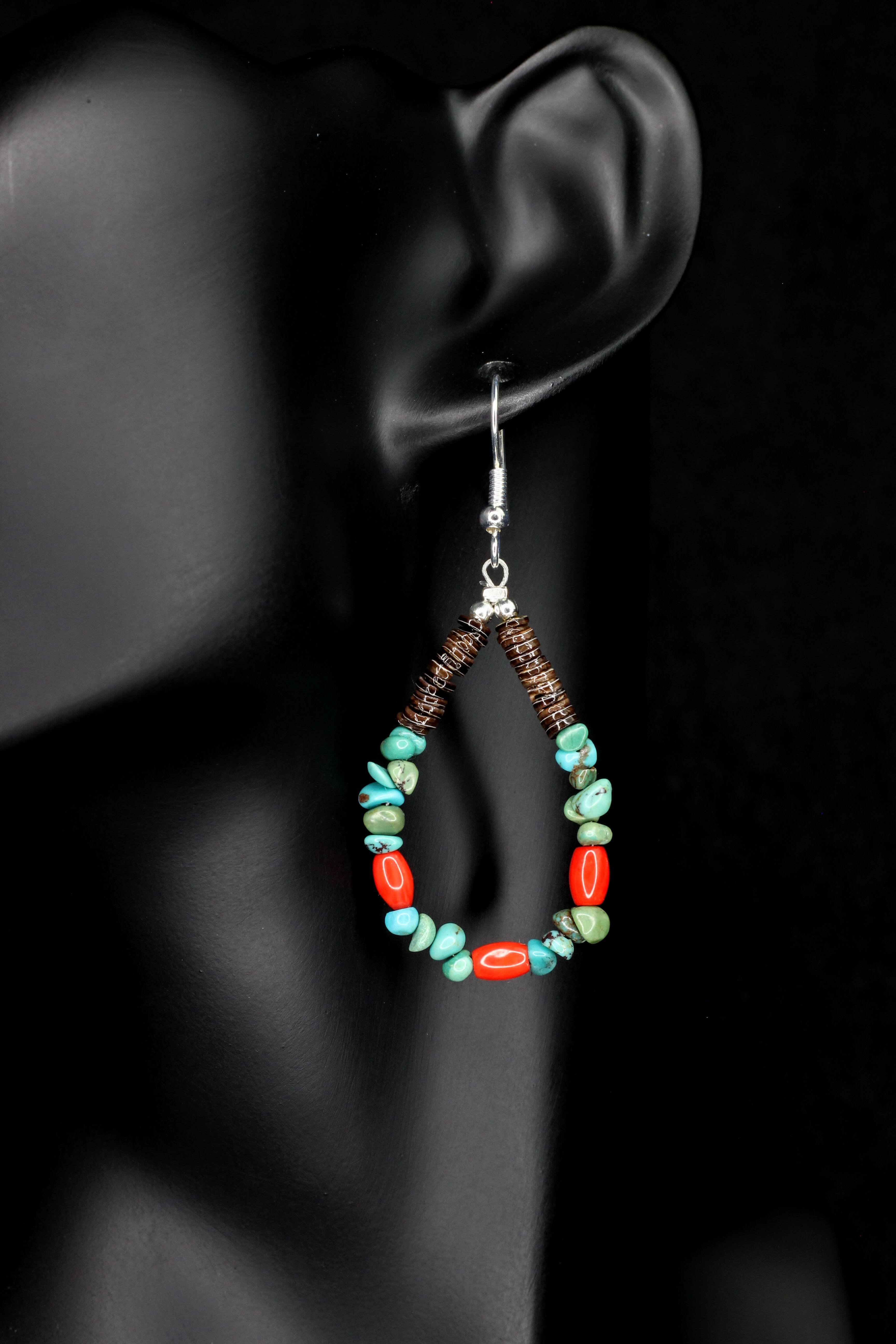 Turquoise & Coral Teardrops