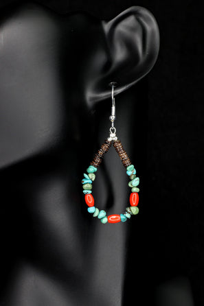 Turquoise & Coral Teardrops