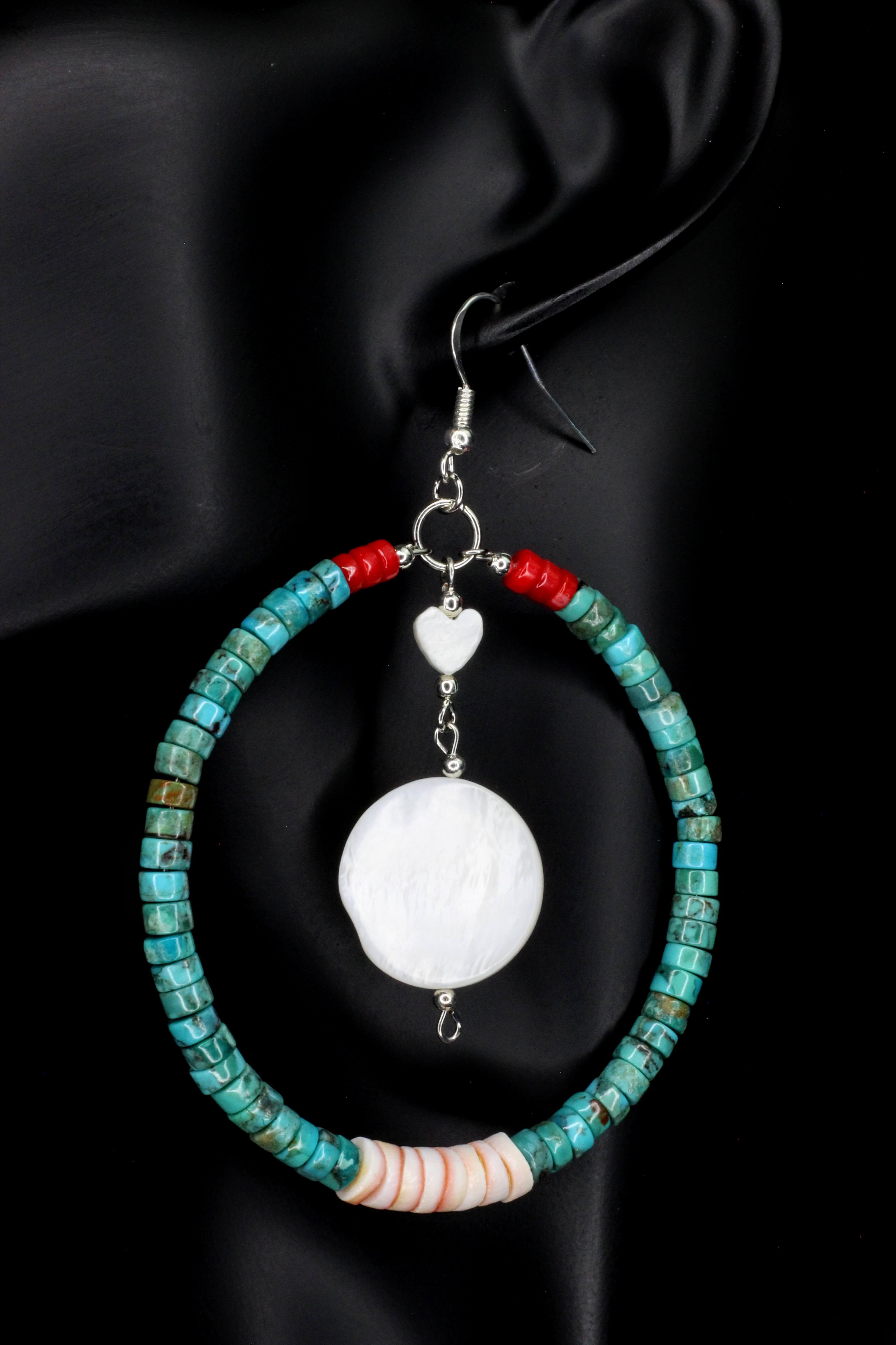Large Turquoise Hoop Earrings