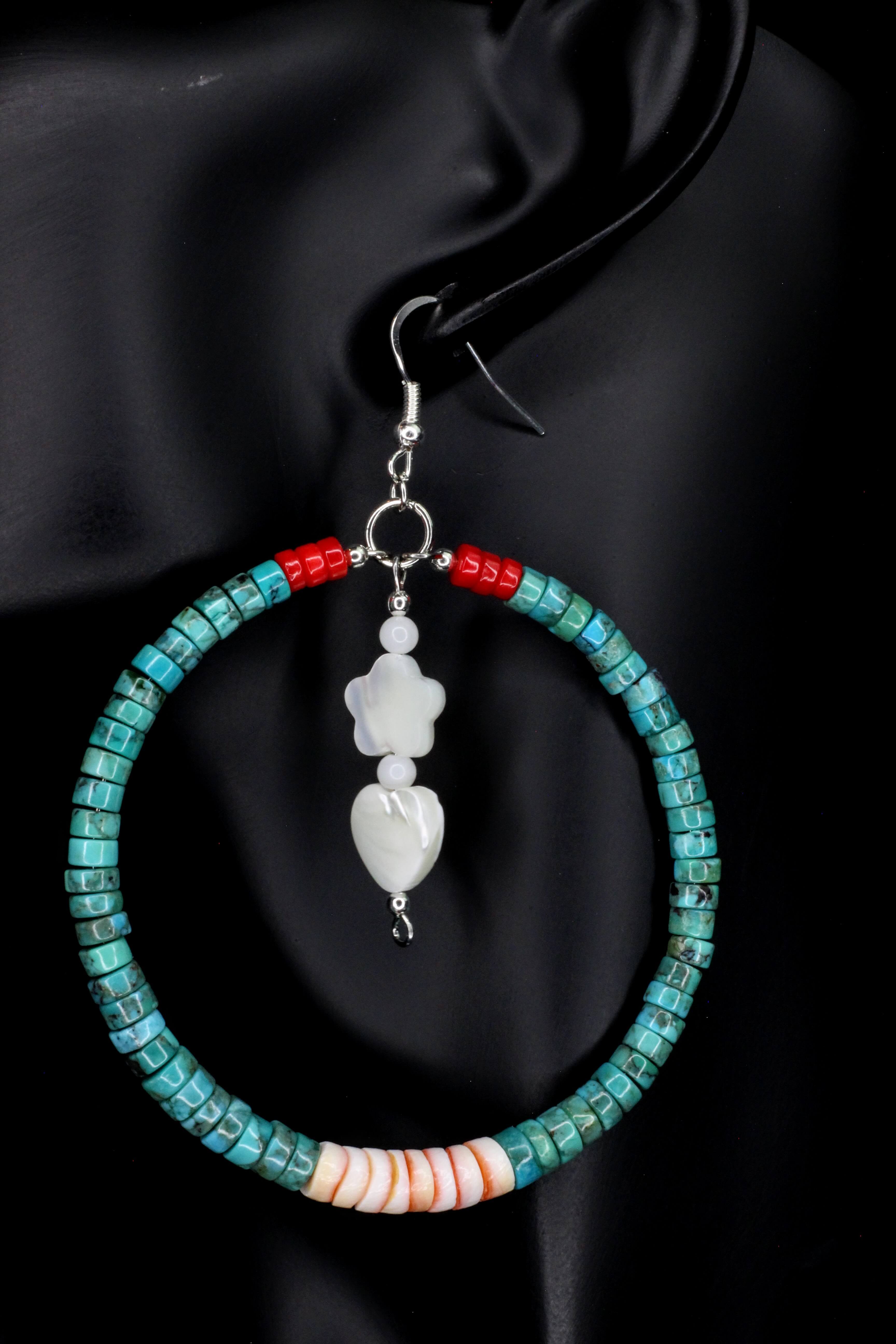 Large Turquoise Hoop Earrings