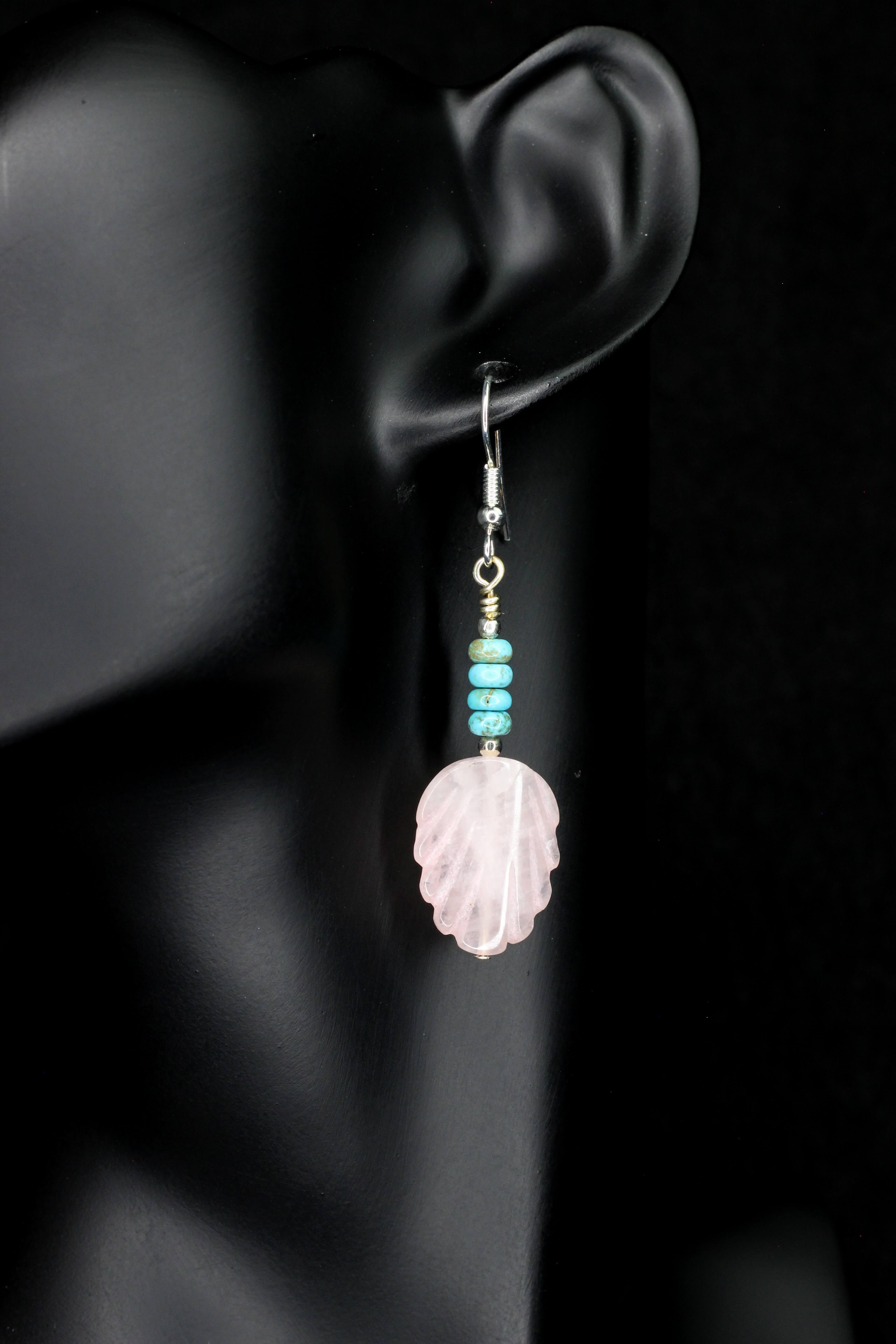 Rose Quartz Leaf Earrings