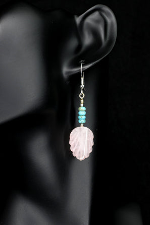Rose Quartz Leaf Earrings