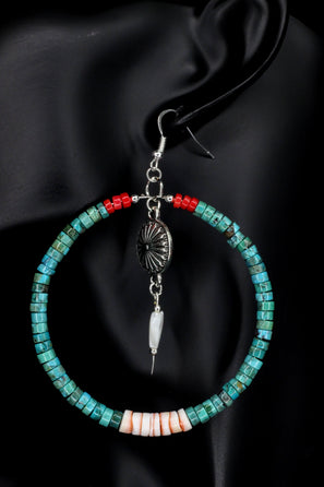 Large Turquoise Hoop Earrings