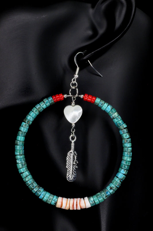 Large Turquoise Hoop Earrings