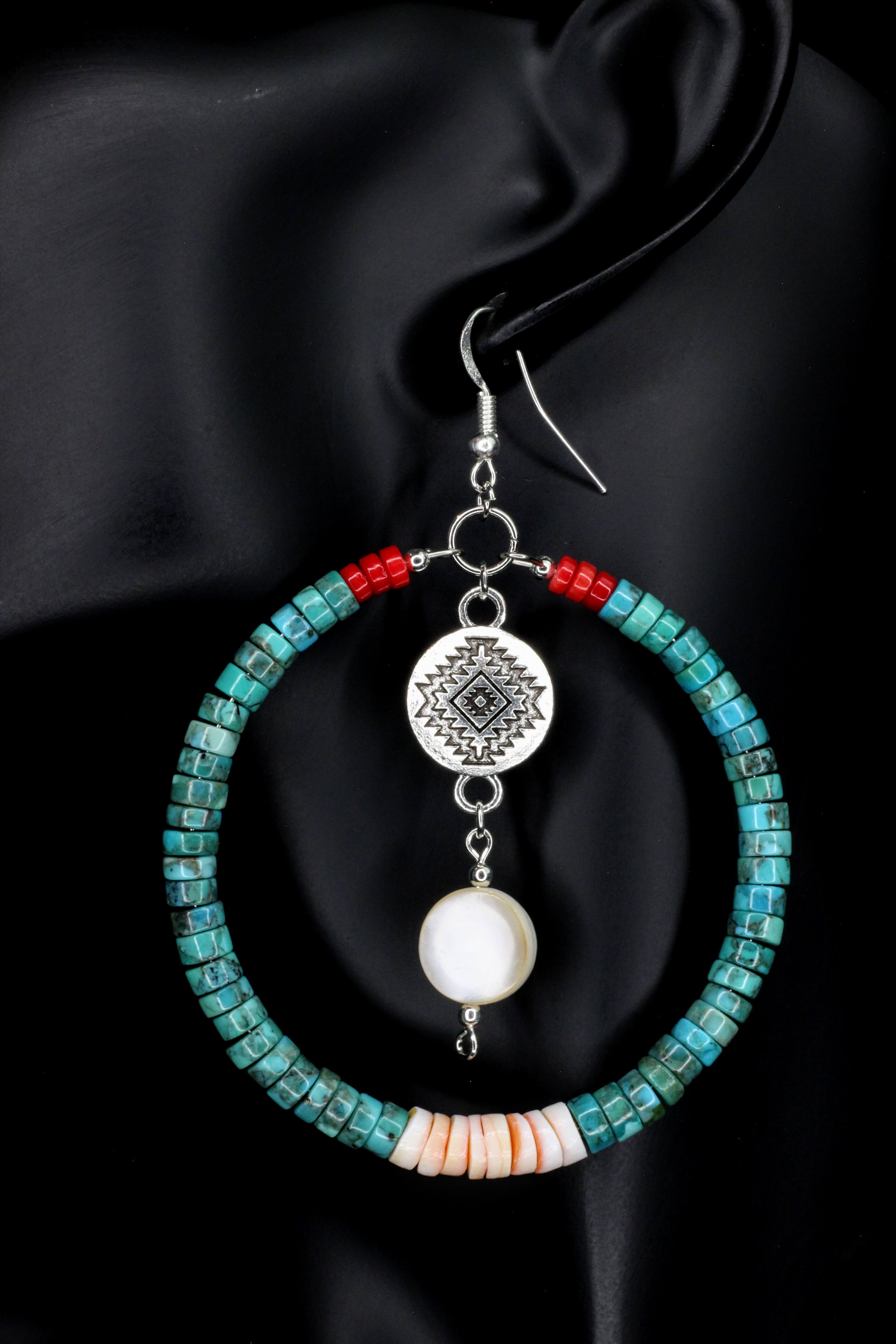 Large Turquoise Hoop Earrings