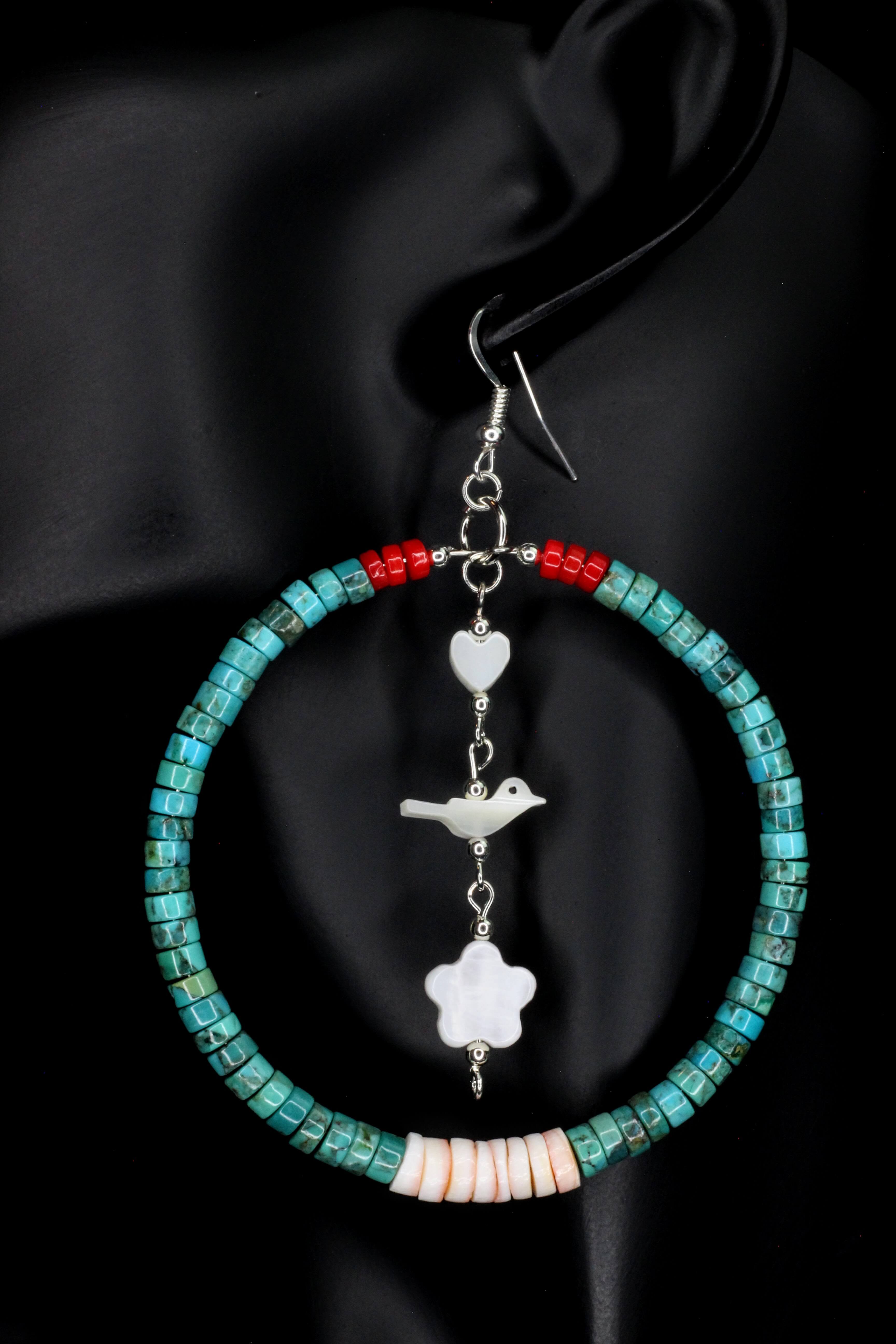 Large Turquoise Hoop Earrings