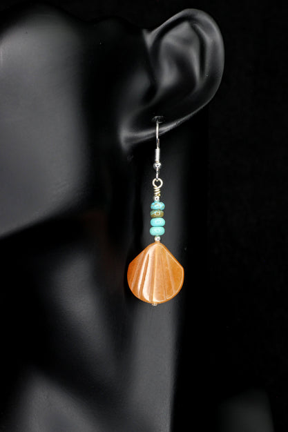 Orange Agate Leaf Earrings