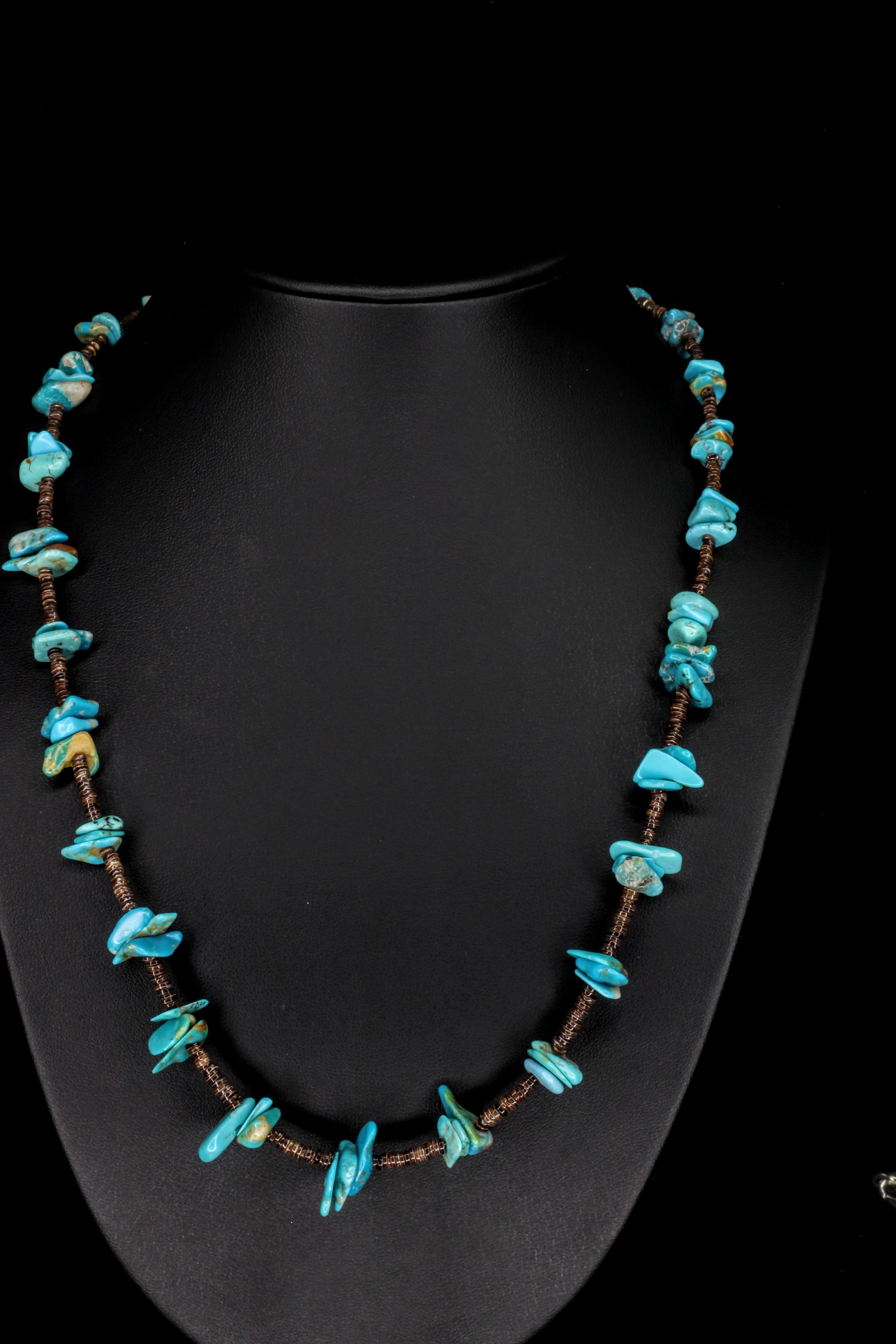 Blue Barbed Turquoise Necklace