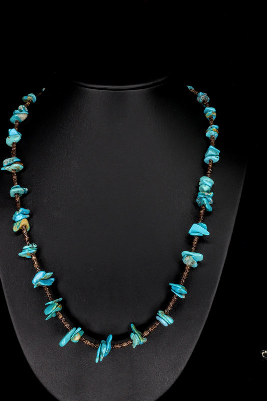 Blue Barbed Turquoise Necklace