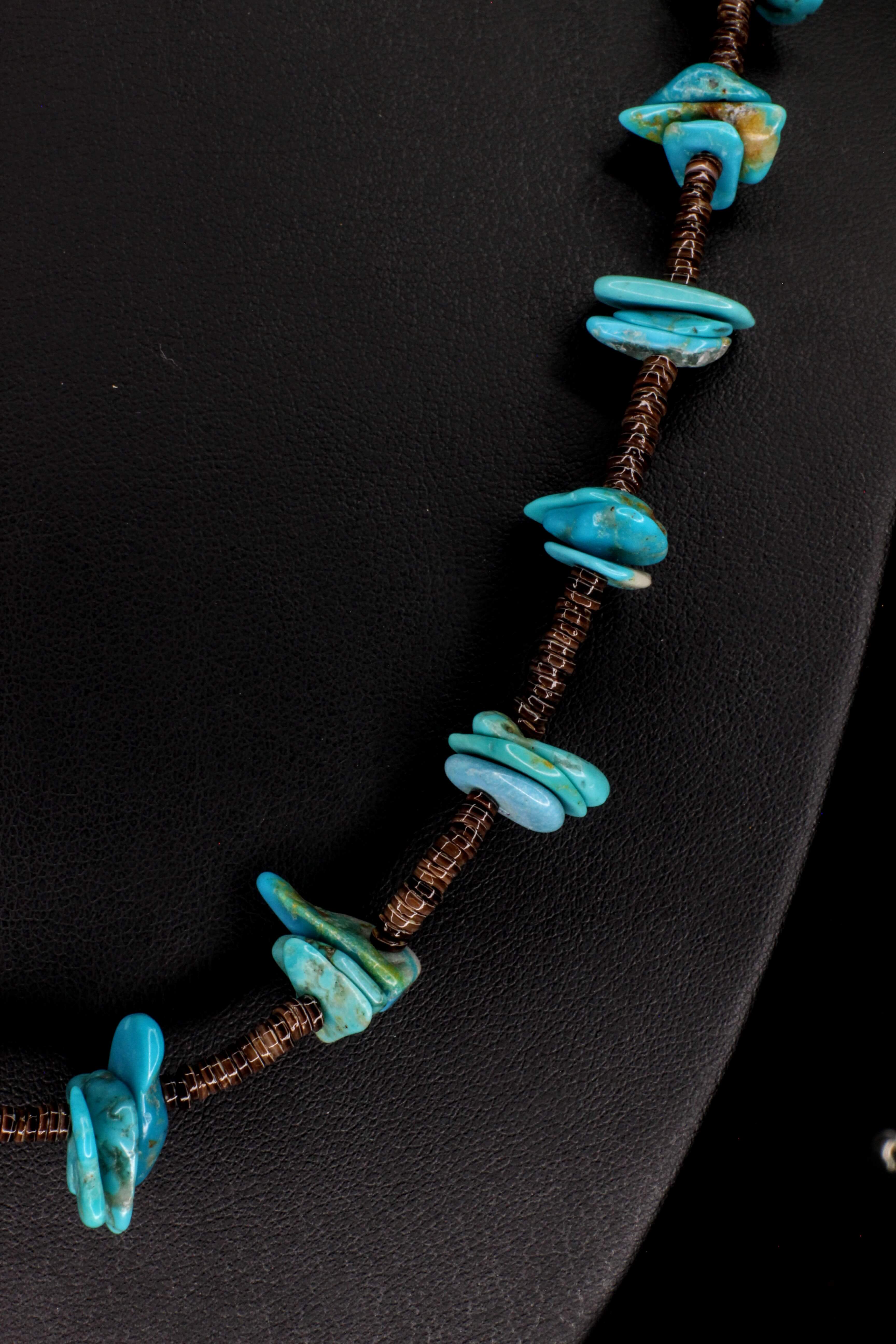 Blue Barbed Turquoise Necklace