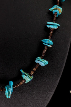 Blue Barbed Turquoise Necklace