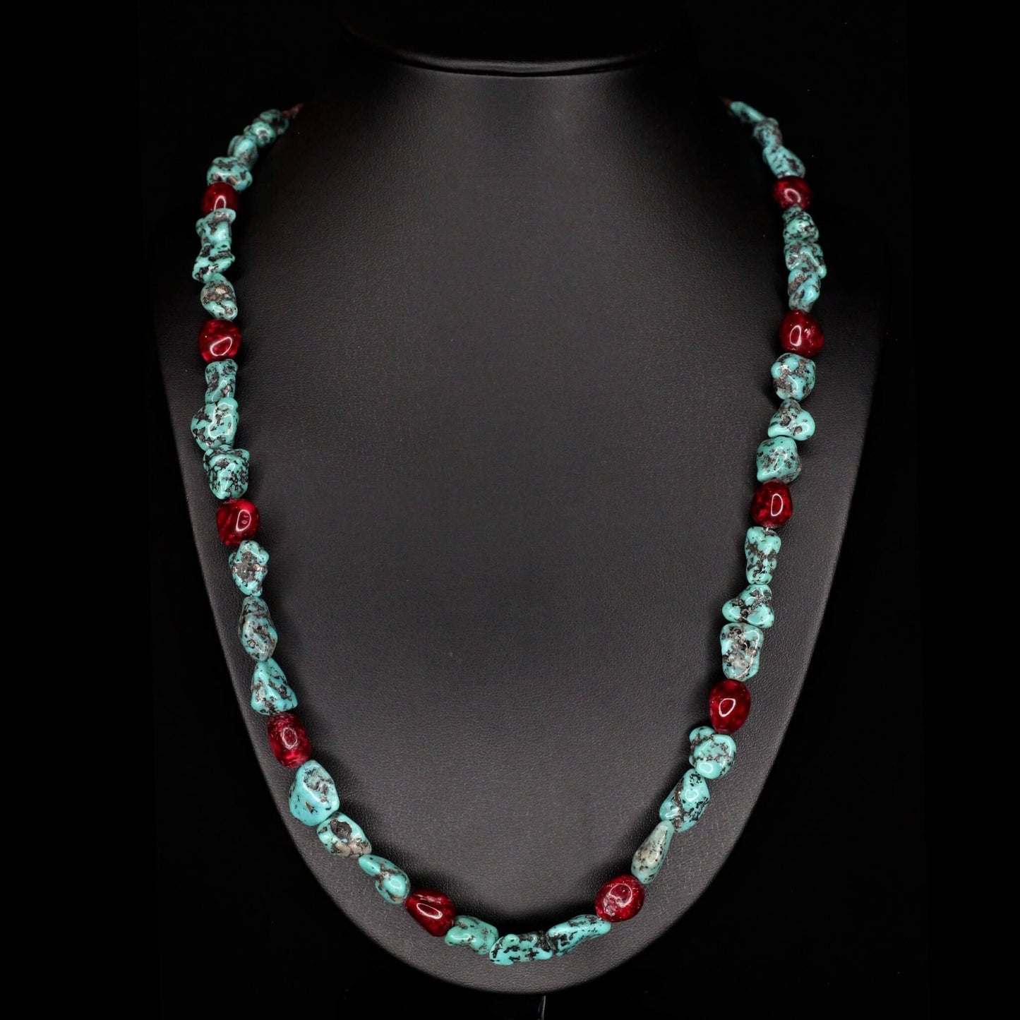 Rose Dahlia & Turquoise Necklace