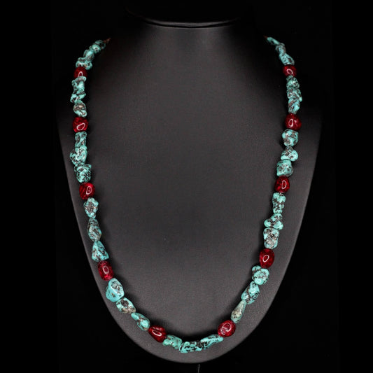 Rose Dahlia & Turquoise Necklace