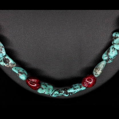 Rose Dahlia & Turquoise Necklace