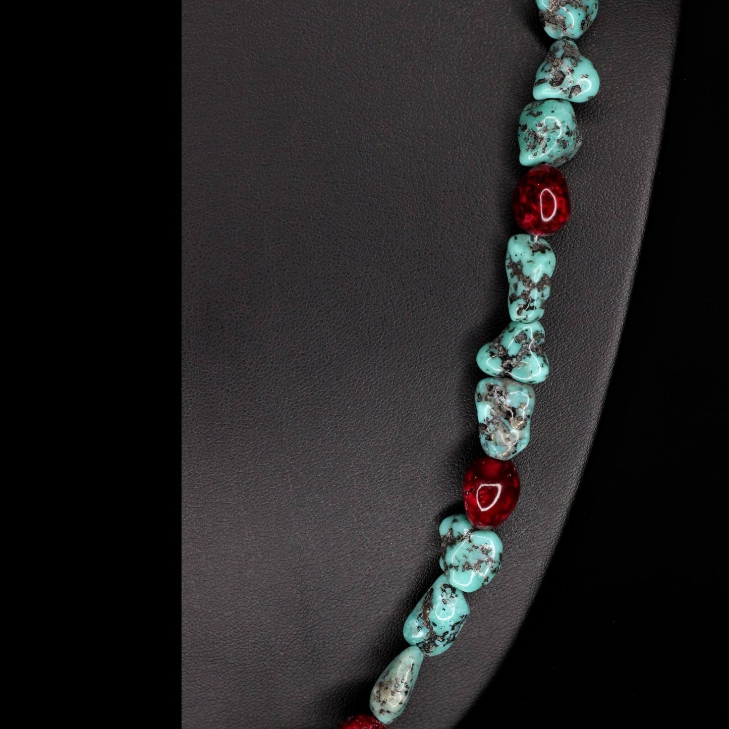 Rose Dahlia & Turquoise Necklace