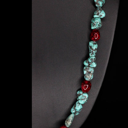 Rose Dahlia & Turquoise Necklace
