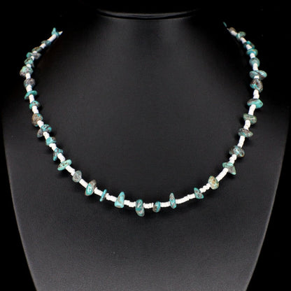 Turquoise Chip White Heishi Choker