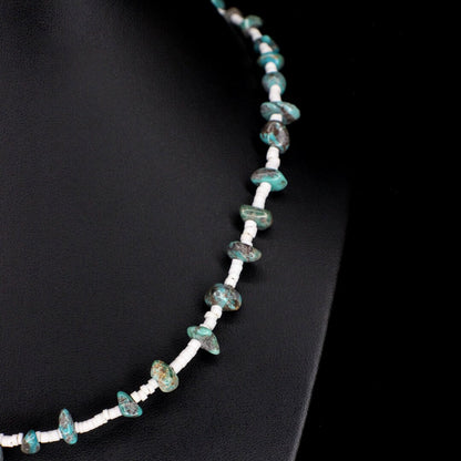 Turquoise Chip White Heishi Choker