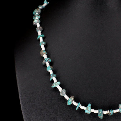 Turquoise Chip White Heishi Choker