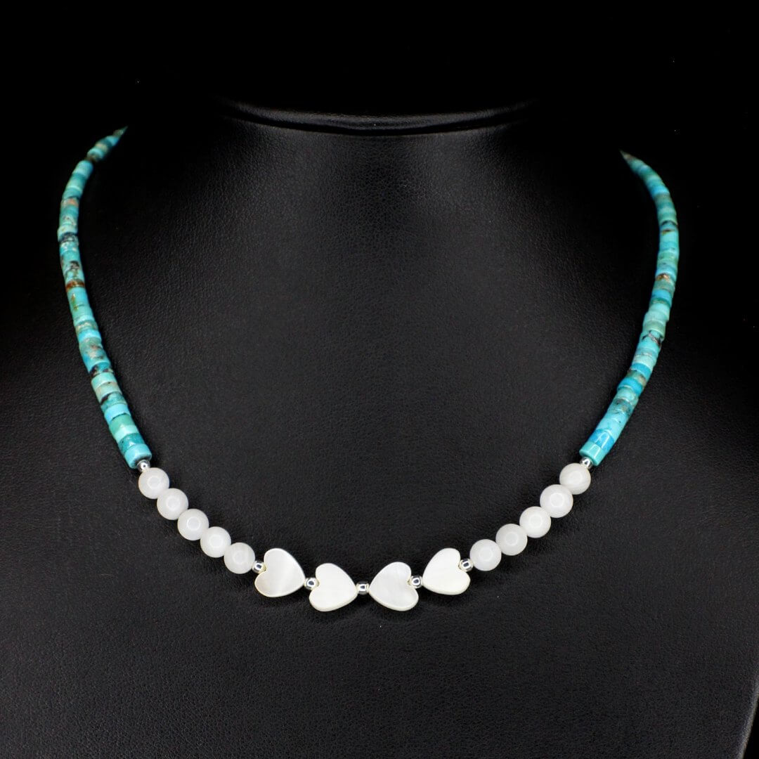 Mother of Pearl Heart Turquoise Choker