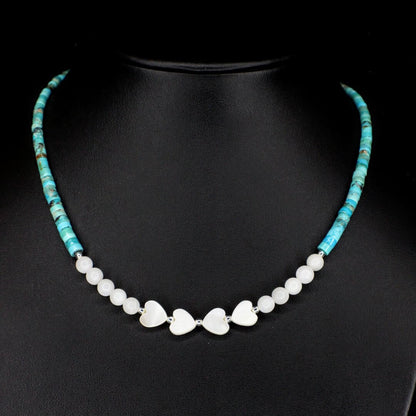 Mother of Pearl Heart Turquoise Choker