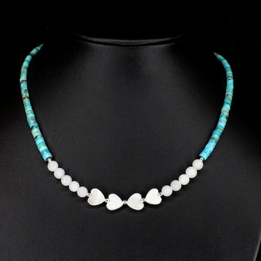Mother of Pearl Heart Turquoise Choker