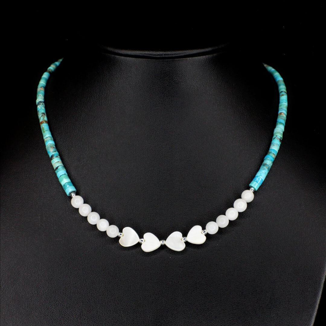 Mother of Pearl Heart Turquoise Choker
