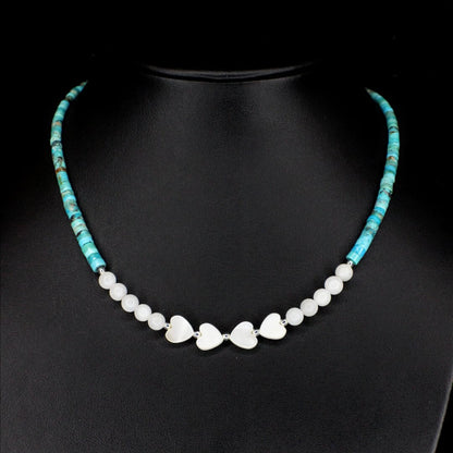 Mother of Pearl Heart Turquoise Choker