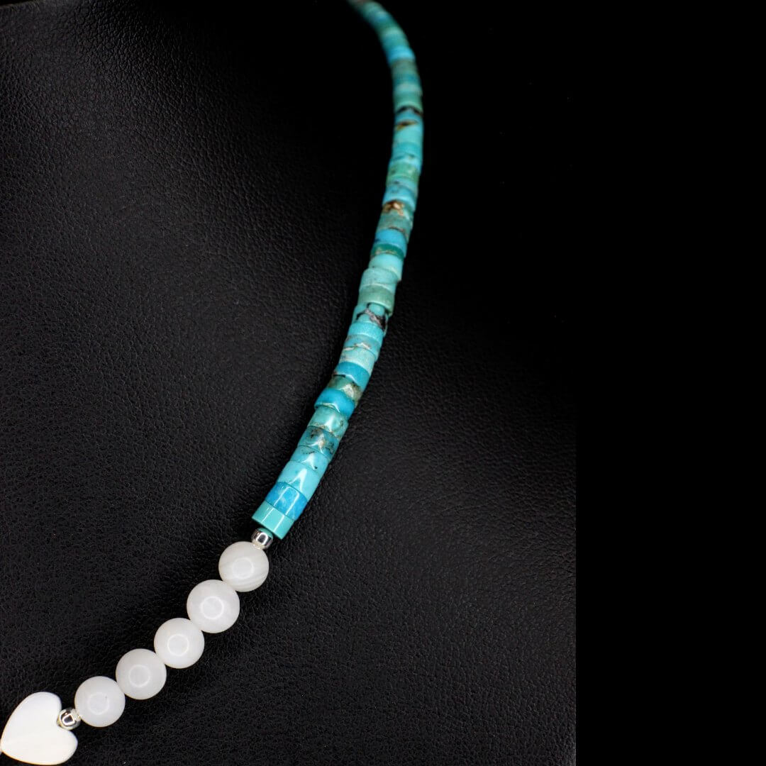 Mother of Pearl Heart Turquoise Choker