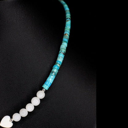 Mother of Pearl Heart Turquoise Choker