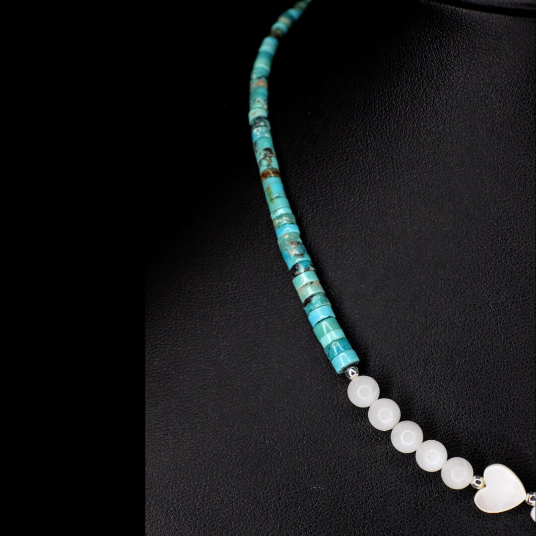 Mother of Pearl Heart Turquoise Choker