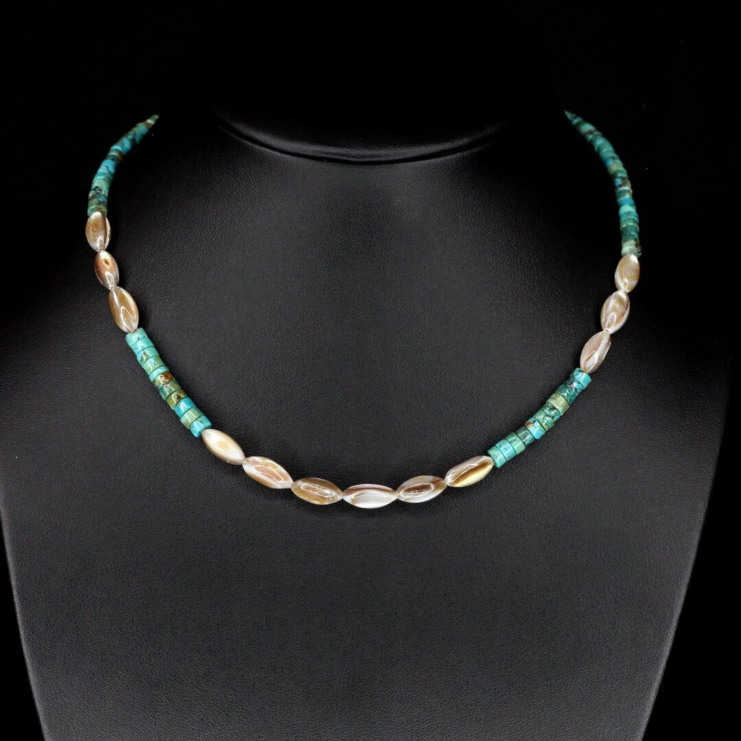 Cream Abalone Shell & Tapered Turquoise Choker