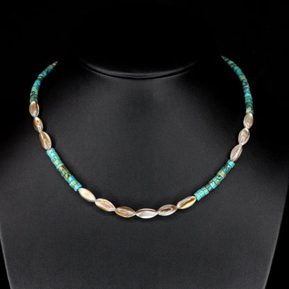 Cream Abalone Shell & Tapered Turquoise Choker