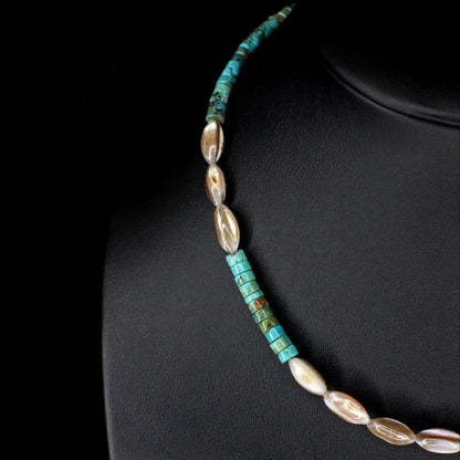 Cream Abalone Shell & Tapered Turquoise Choker