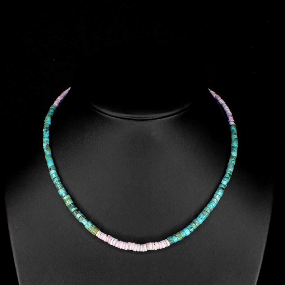 Violet Heishi & Tapered Turquoise Choker