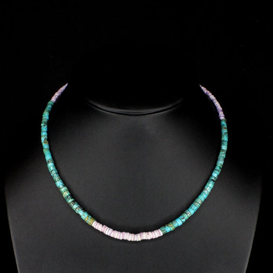 Violet Heishi & Tapered Turquoise Choker