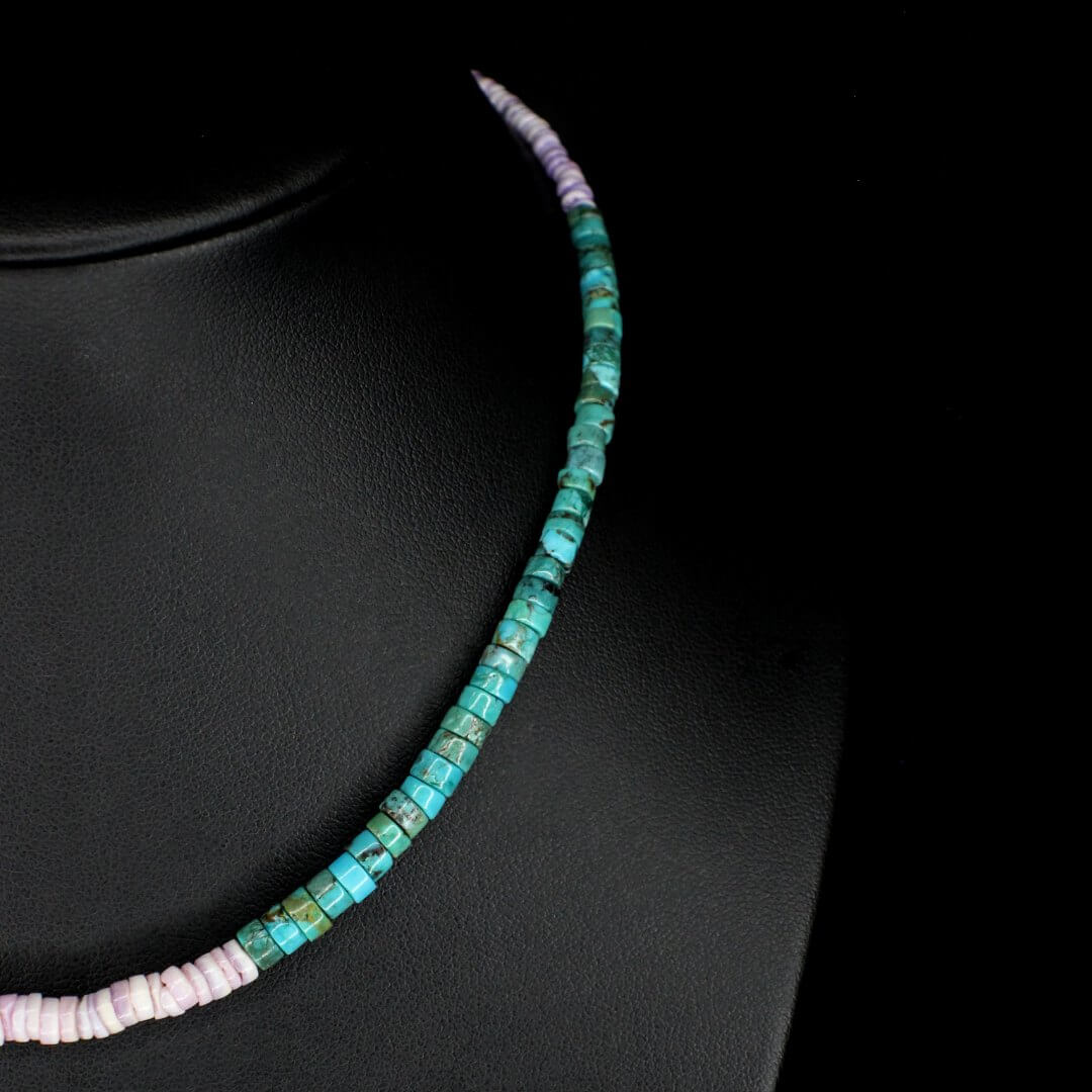 Violet Heishi & Tapered Turquoise Choker