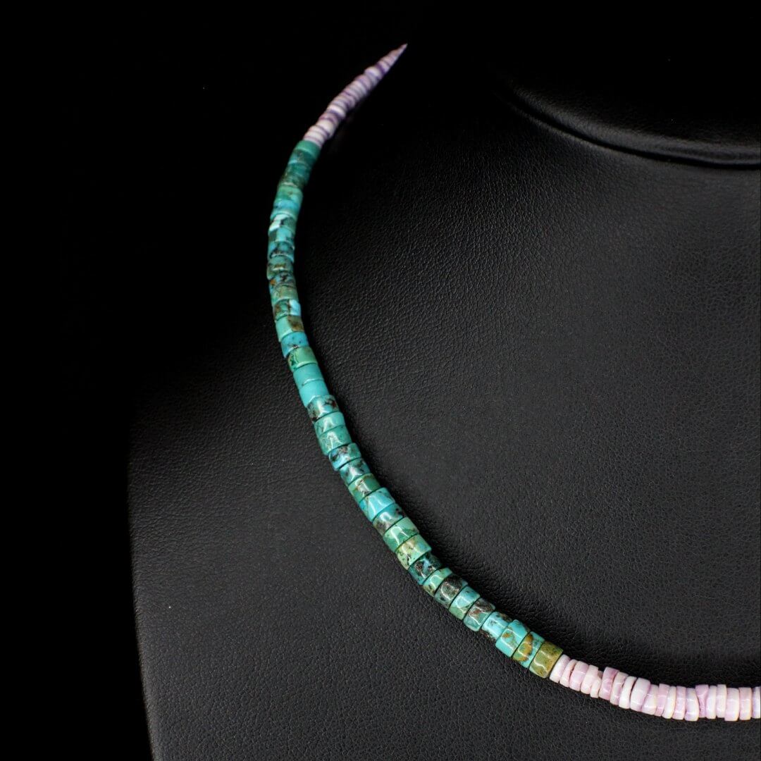 Violet Heishi & Tapered Turquoise Choker