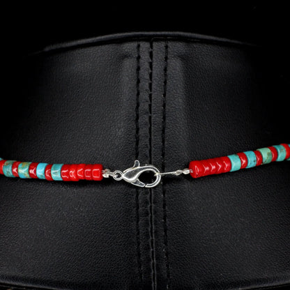 Red Coral & Tapered Turquoise Choker