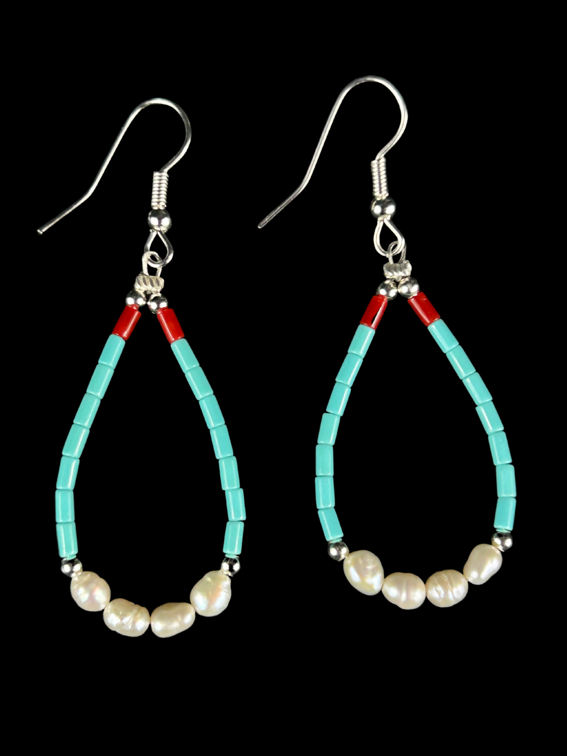 Block Turquoise & Freshwater Pearl Earrings
