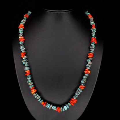 Orange Coral Turquoise Necklace