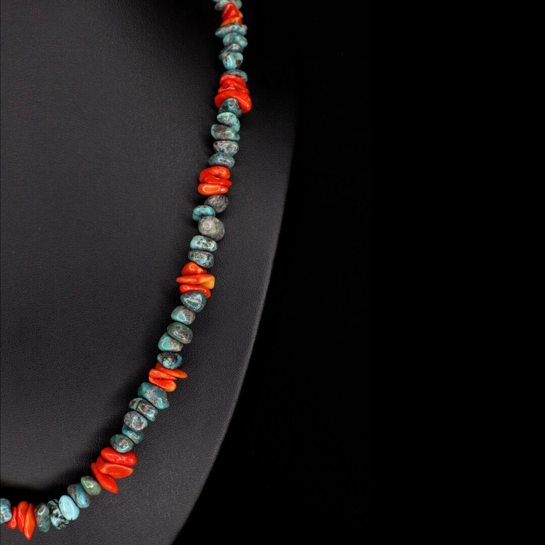 Orange Coral Turquoise Necklace