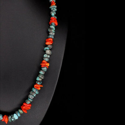 Orange Coral Turquoise Necklace