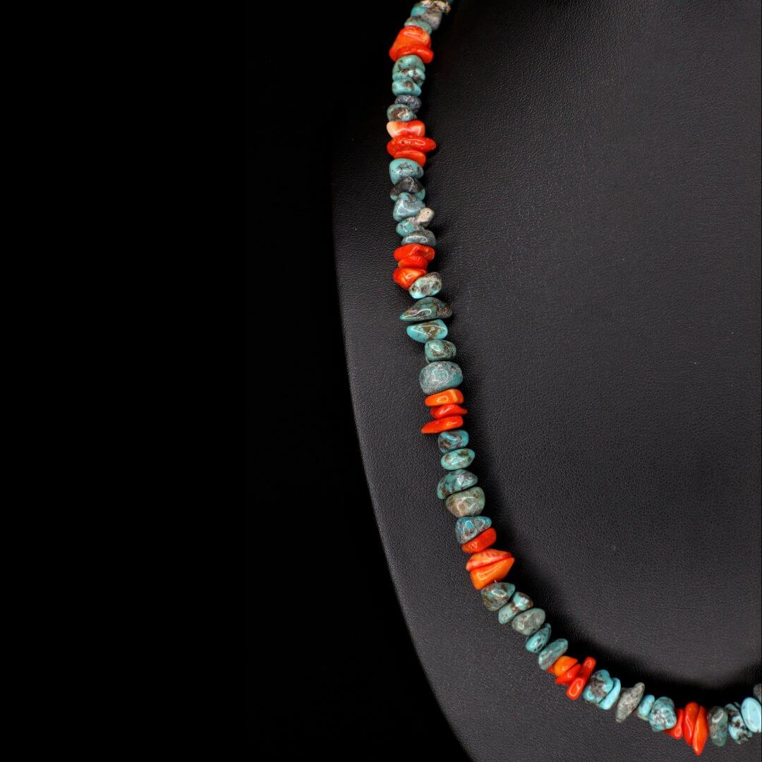 Orange Coral Turquoise Necklace