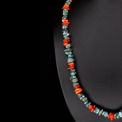 Orange Coral Turquoise Necklace