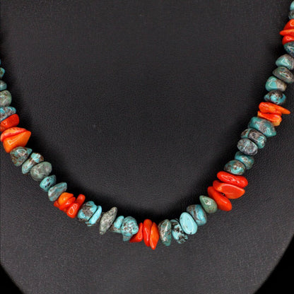 Orange Coral Turquoise Necklace