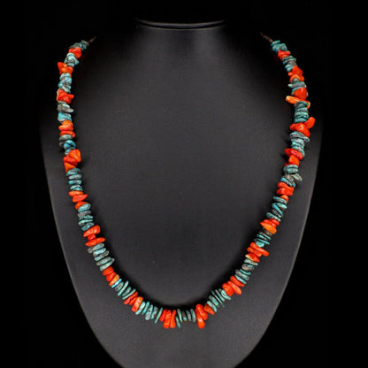 Orange Coral Turquoise Necklace