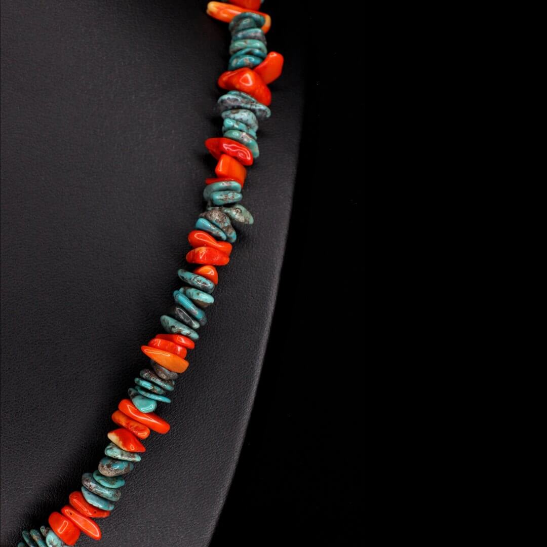 Orange Coral Turquoise Necklace