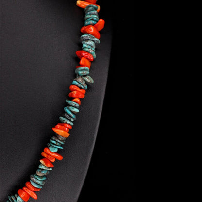 Orange Coral Turquoise Necklace